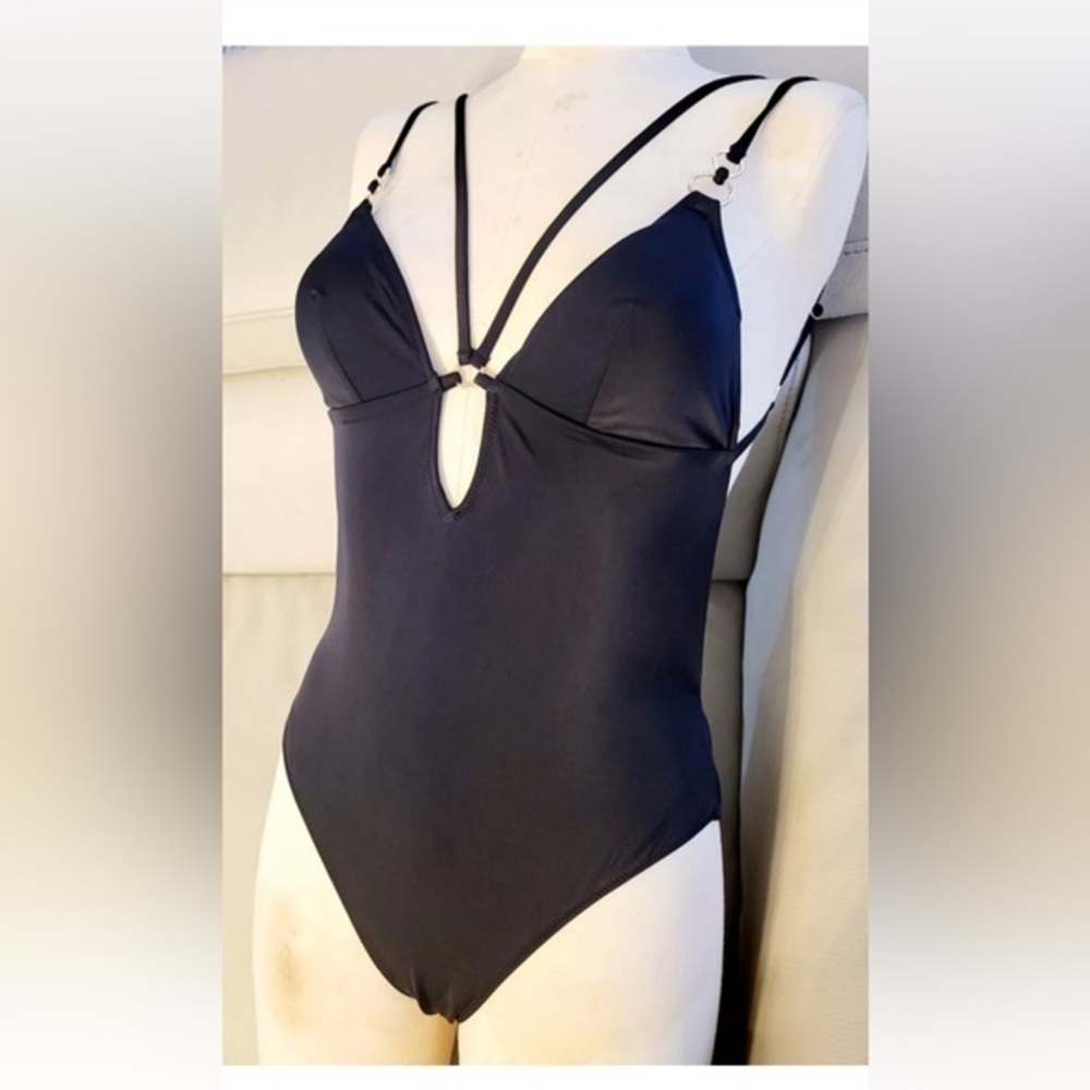 Victoria’s Secret Black One Piece Swimsuit Plunging Neckline and High-Cut Legs